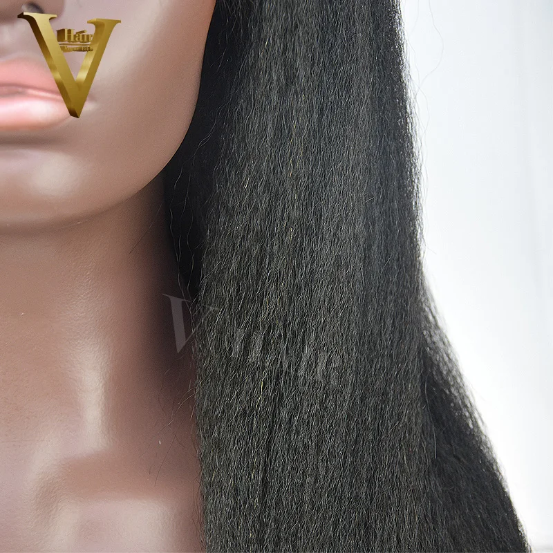 180% Brazilian Virgin Human Hair Kinky Straight Wigs Full Lace Frontal Yaki #1 #1B #2 #4 Natural Black | Шиньоны и парики