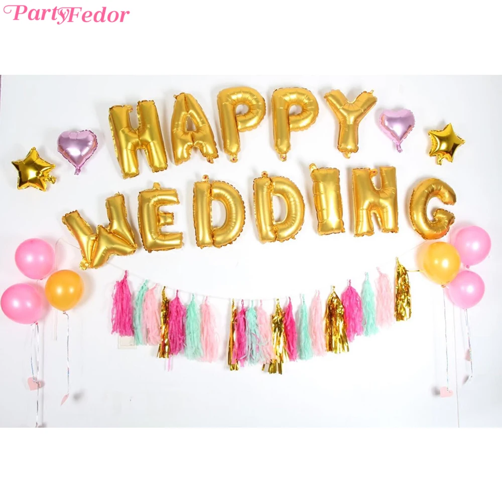 PARTYFEDOR 1 компл. 12 шт. письмо шары Свадебные украшения золотые Винтаж партия