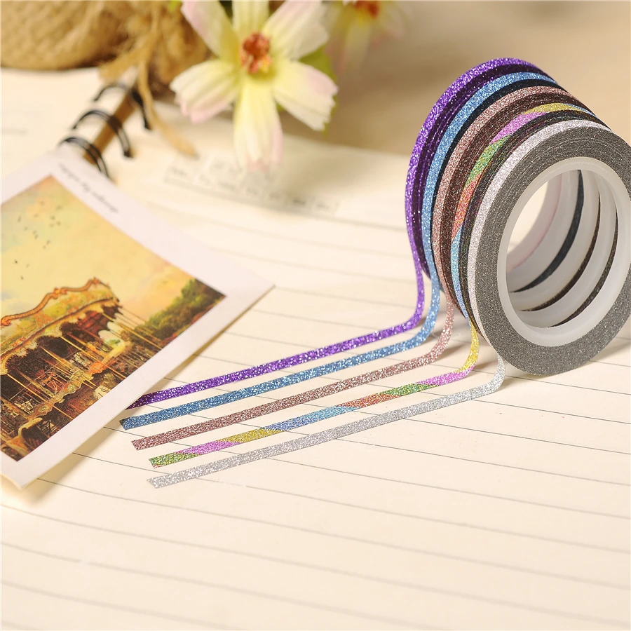 Новая модная цветная клейкая лента с блестками 3 мм * 5 м | Канцтовары для офиса и