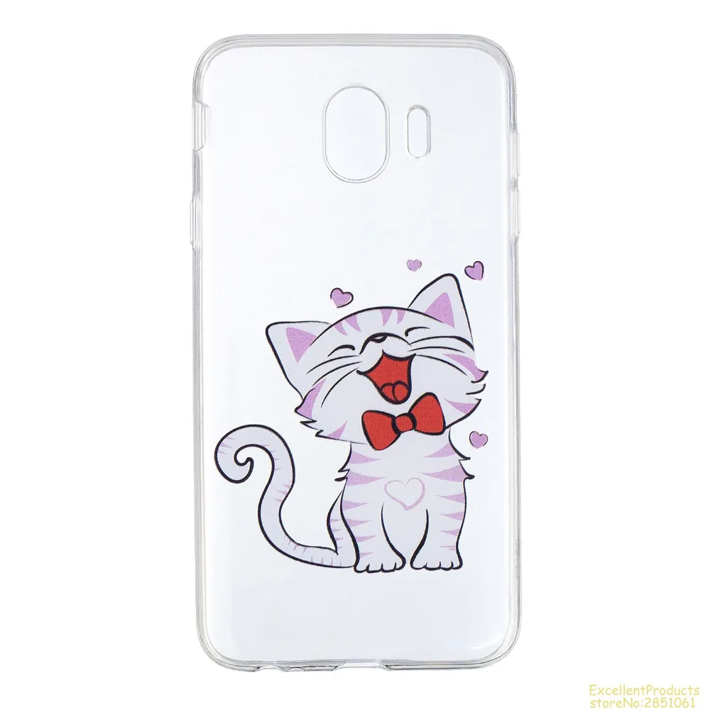 Силиконовый чехол для samsung J4 2018 fundas hoesje милый забавный мультфильм с рисунком