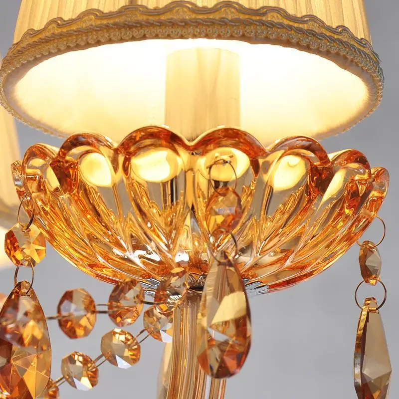 Светодиодная Янтарная Золотая люстра lustre de cristal для фойе гостиной подвесная