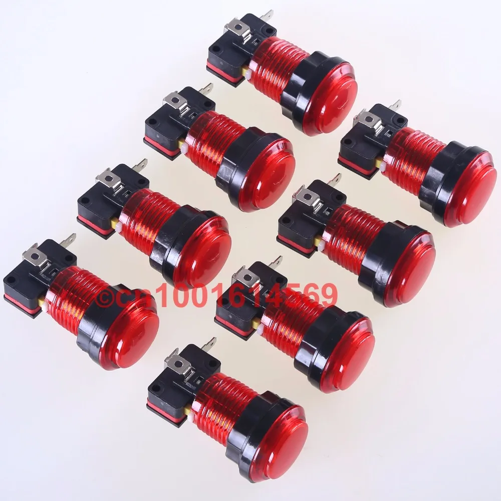 

Reyann 8 шт./лот 30 мм 5 в аркадная светодиодная подсветка круглая кнопка для аркадных игр и MAME DIY & Raspberry PI Retropie 3B 5 цветов-красный