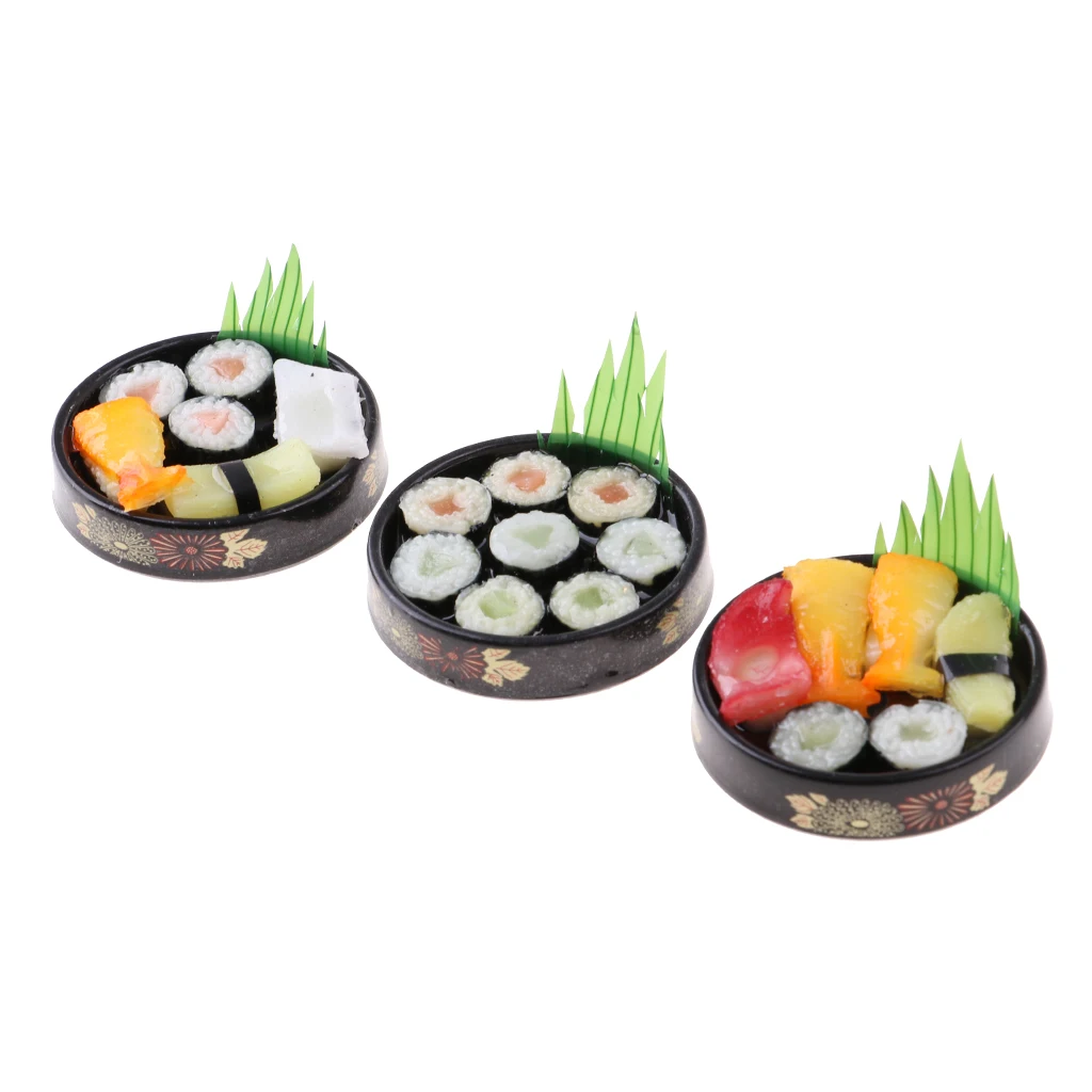 3 штуки 1/6 весы куклы миниатюрный дом кухонный Декор яркие японские еда