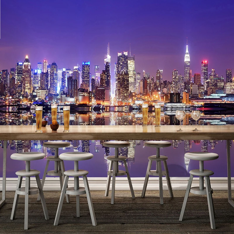 

Custom 3D Mural Wallpaper Modern City Night Landscape Photo Wall Painting Living Room Restaurant Backdrop Wall Papel De Parede