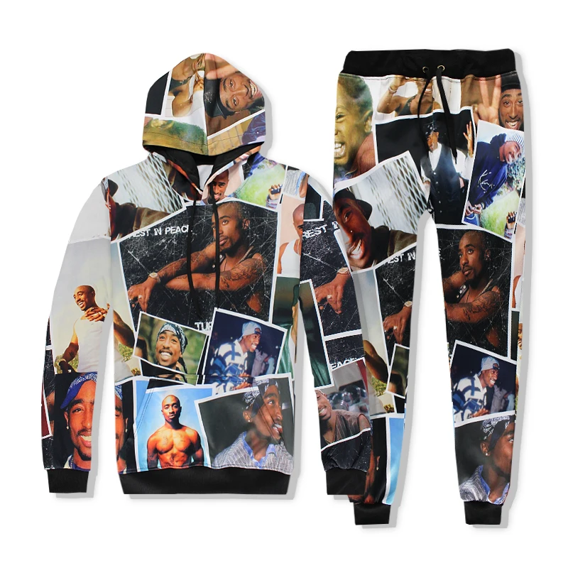 

2018 Autumn New Fashion Hoodies 3D All Over Print Tupac Shakur 2Pac Men/women Sweatshirt Harajuku Hoodies+joggers pants