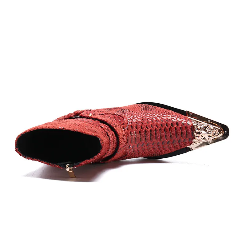 Высококачественные роскошные кроссовки с заклепками красная змеиная воловья