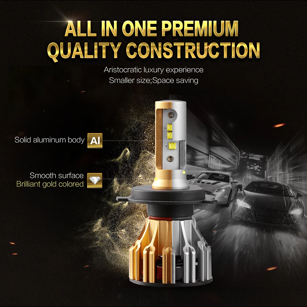 Oslamp H4 Hi lo луч автомобилей Светодиодный лампы 70 W 7000LM 6500 K светодиодная фара