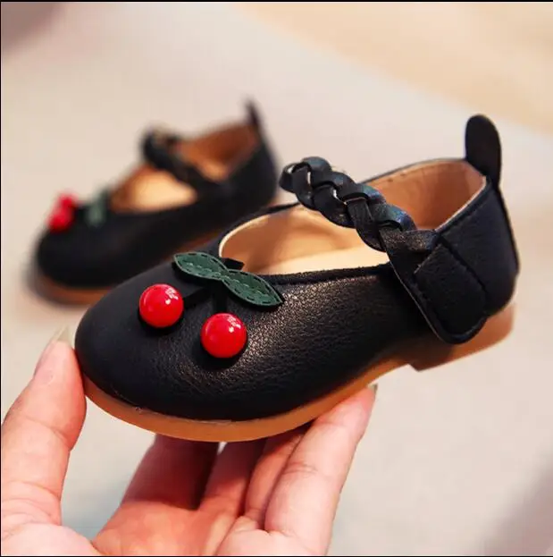 Single shoes 2018 autumn female baby cute cherry small princess tendon soft bottom non-slip toddler |