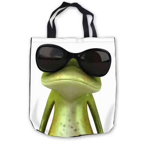 Tote Bags Пользовательские холст-Лягушка-Kindoom-(1) toteBags сумки сумка-шоппер Повседневное пляжные сумки Складная 180911-04-75 - Цвет: Tote Bags
