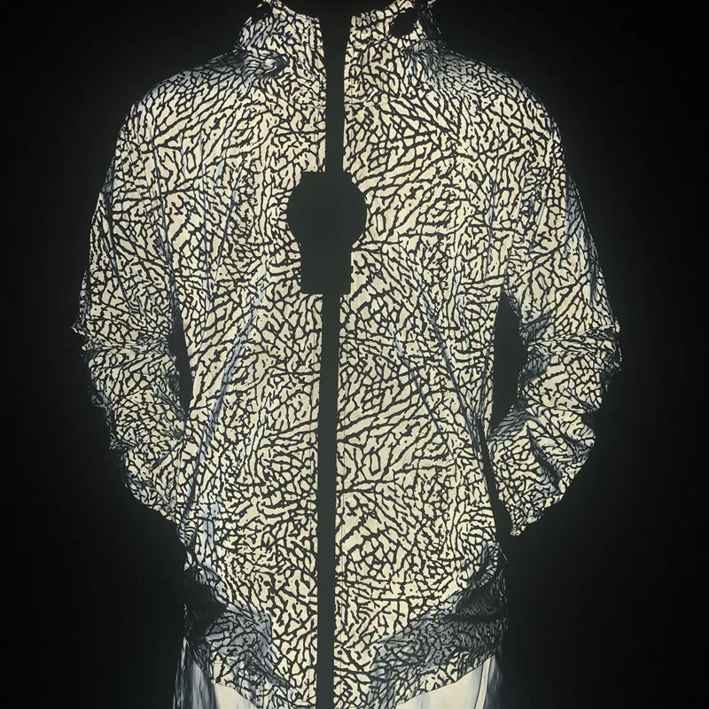 Ночная блестящая одежда мужская леопардовая Светоотражающая ветровка на молнии