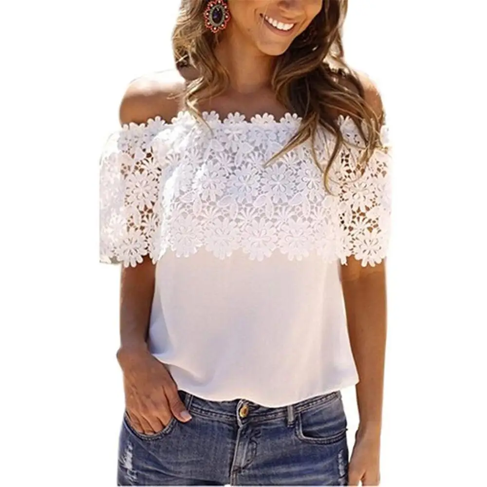 2017 футболка Женщины Европа Америка Футболка Slash новый шеи кружева шить горячие