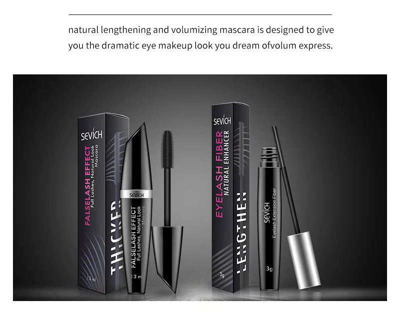 Sevich Eyelash Beauty Makeup set 2 pcs Mascara+ 4D Silk Fiber Waterproof Cosmetic Length Extension Black Eyelash Long Lasting