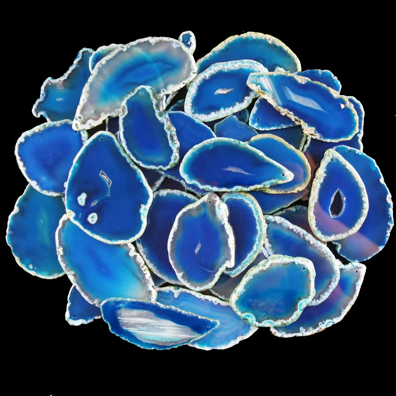 Оптовая продажа 100 шт. синие смешанные размер: 70 мм 105 x 5 мм|agate slice|agate pendant beadsagate slice |