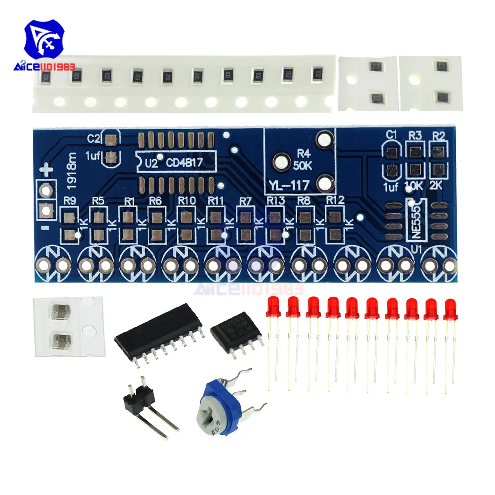Diymore NE555 CD4017 драйвер водяная лампа DIY Kit электронная схема сброса воды светильник