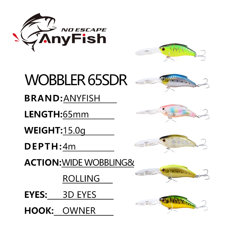 ANYFISH воблер (WOBBLER) 65SDR приманки для ловли рыбы глубина погружения и формирующая