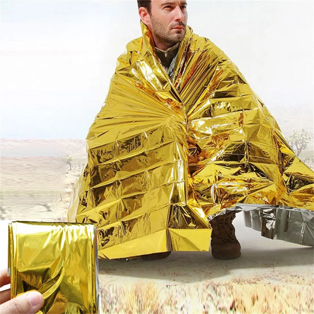 

New 1pc Gold Silver Double-Side Outdoor Emergency Solar Blanket Survival Safety Insulating Mylar Thermal Heat oc24