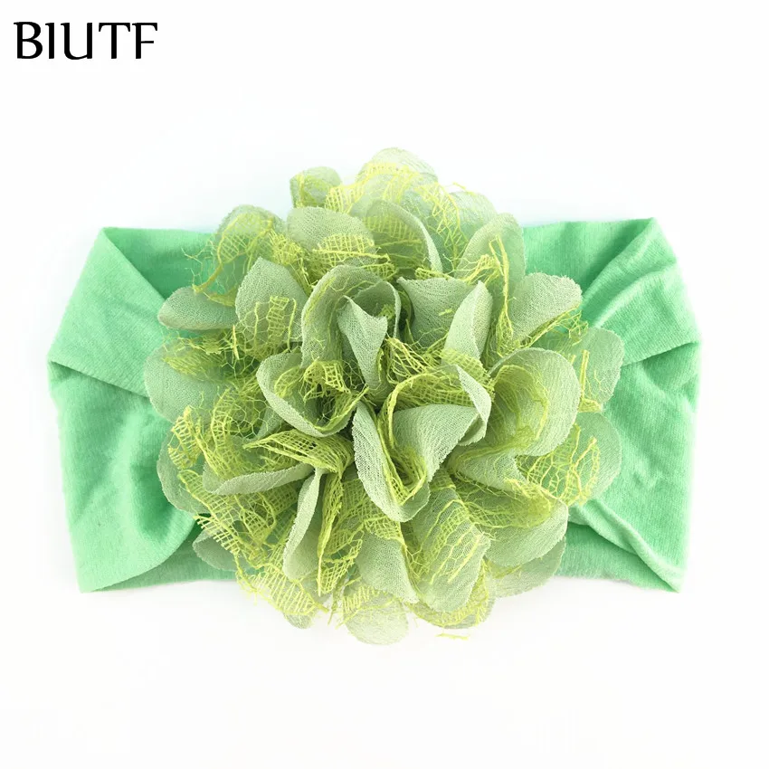 1 шт./лот широкая нейлоновая эластичная повязка на голову с 4 ''шифоновыми