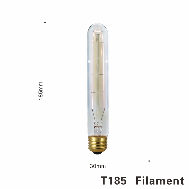 T185 filament LARZI Винтаж Эдисон лампы E27 подвесной светильник в стиле ретро 220 В 40 Вт накаливания светильник A19 A60 ST64 T10 T45 T185 G80 G95 нити светильник лампочка - Цвет: T185 filament