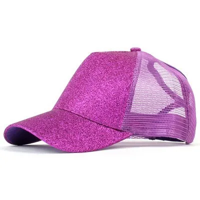 Бейсбольная кепка «конский хвост», женские шапки-булочки, хлопчатобумажные бейсболки с эффектом потертости, Повседневная летняя Женская Спортивная Кепка с солнцезащитным козырьком - Цвет: purple Sequins
