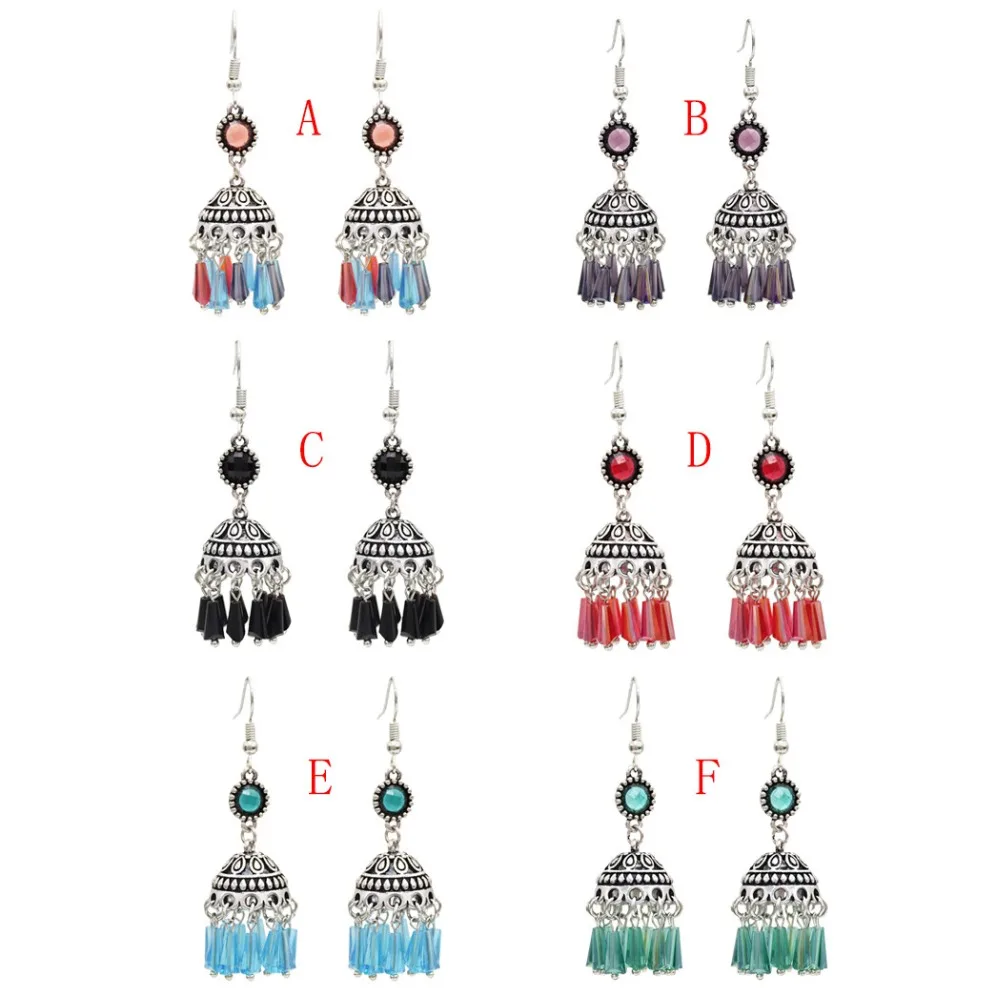 Индийские Jhumka стразы серьги для женщин богемные бисерные сережки oorbellen египетские цыганские турецкие вечерние ювелирные изделия