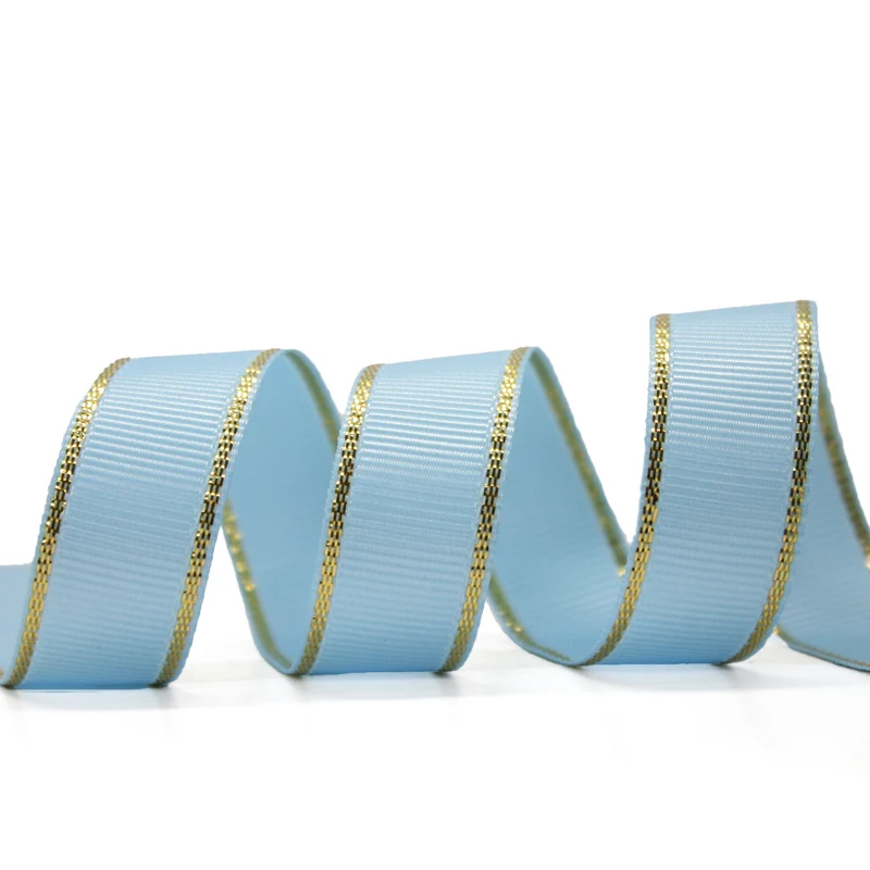 YAMA золото металлик Край Grosgrain лента 6 мм 9 мм 16 мм 25 мм 38 мм широкая цена 100 ярдов Diy для украшения подарочных упаковок свадебные ремесла - Цвет: blue topaz 308