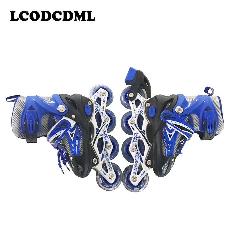 Взрослый Детский одиночный рядовой ролик коньки ПВХ 4 колеса мигает Спорт на