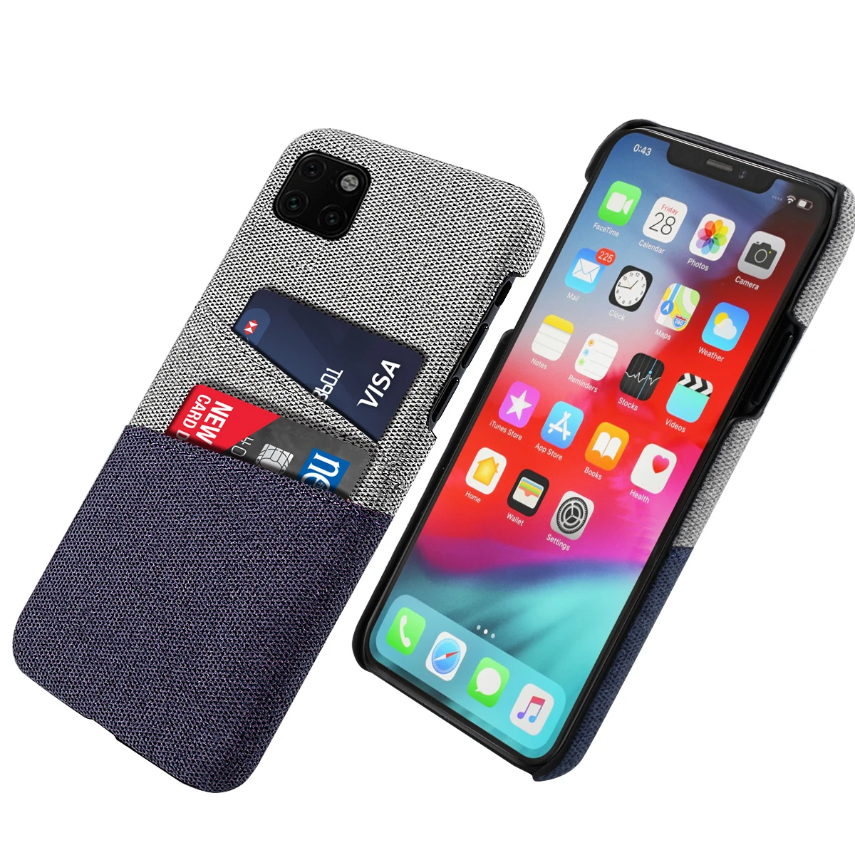 Для iPhone 11 Pro Max чехол 2019 Тонкий Жесткий ПК защитная ткань держатель для карт XI |