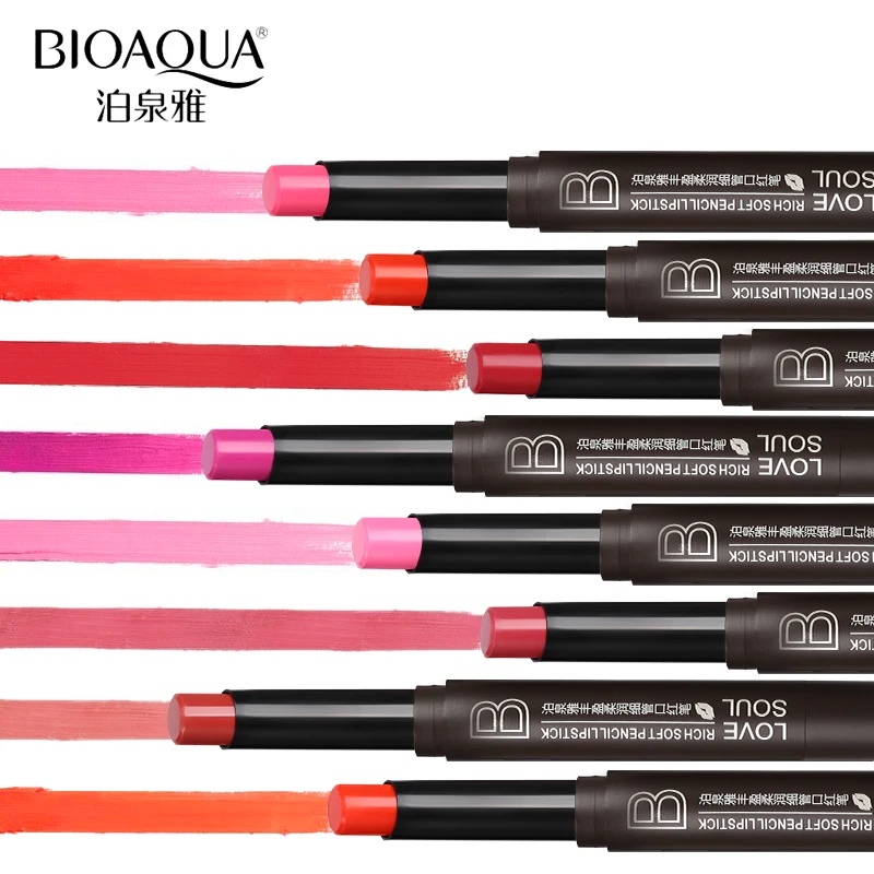 Бренд BIOAQUA, 8 цветов, Увлажняющая губная помада, карандаш, макияж, питательный бальзам, пигмент, Обнаженная матовая губная помада, ручка, стойкая косметика