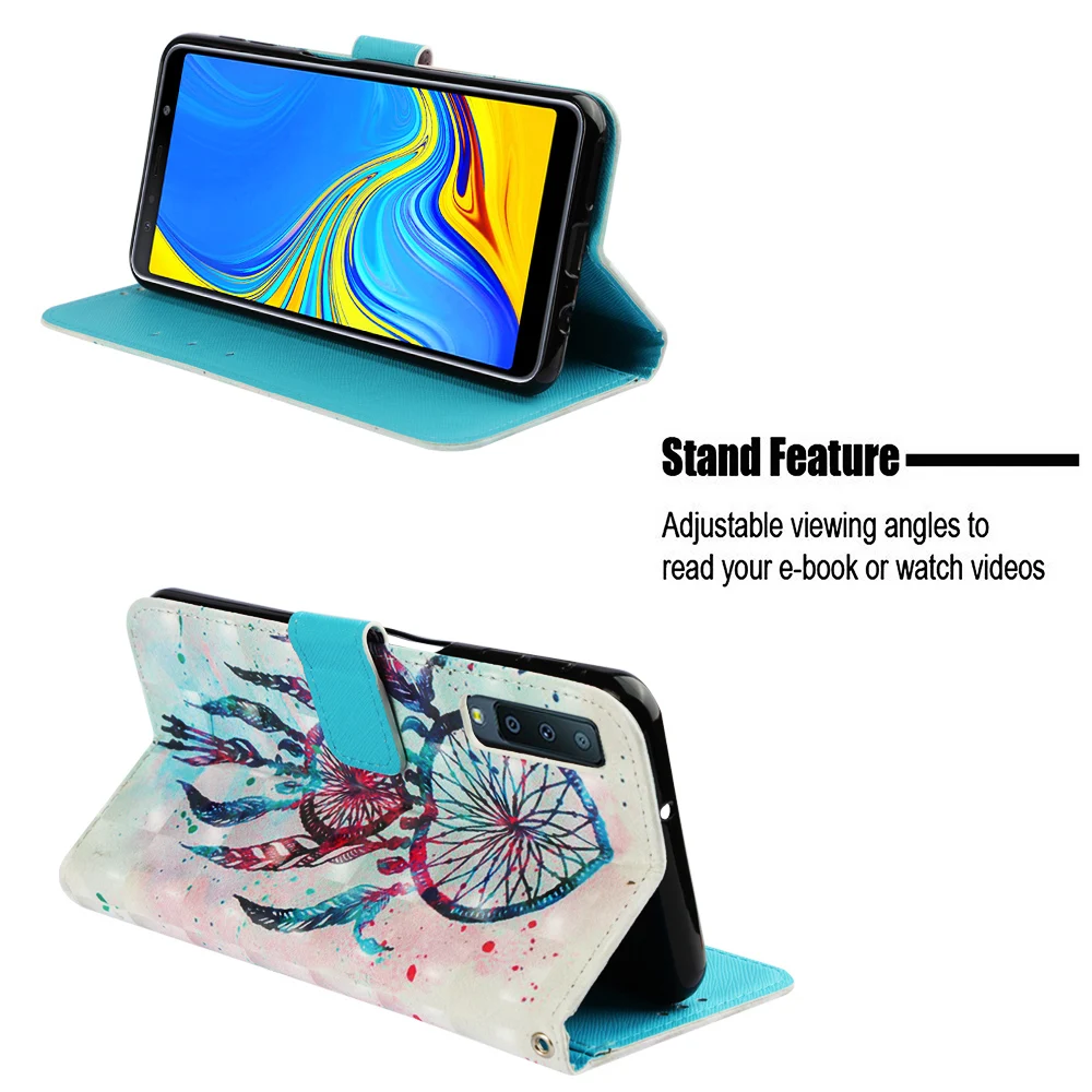 Флип-чехол для телефона для samsung Galaxy A7 из искусственной кожи, чехол-бумажник SM-A750FN/DS SM-A750X SM-A750F, чехол-бампер с 3D рисунком