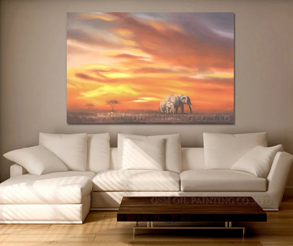 Высокое качество Современная абстрактная картина маслом слона высокого