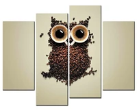 hot no framed 4 panel image coffee bean decorative owl hd hd canvas print painting artwork wall painting art wholesalexjdc12 108