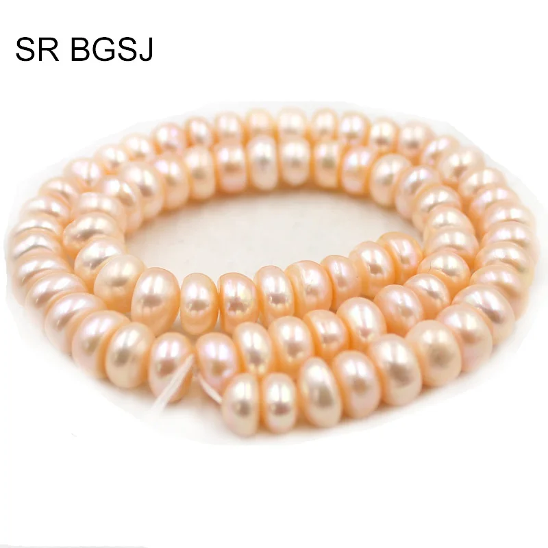 

Free Shipping 9-10mm More Colors Rondelle Freshwater Pearl Gems Stone Jewelry Accessories Loose Beads Strand 15