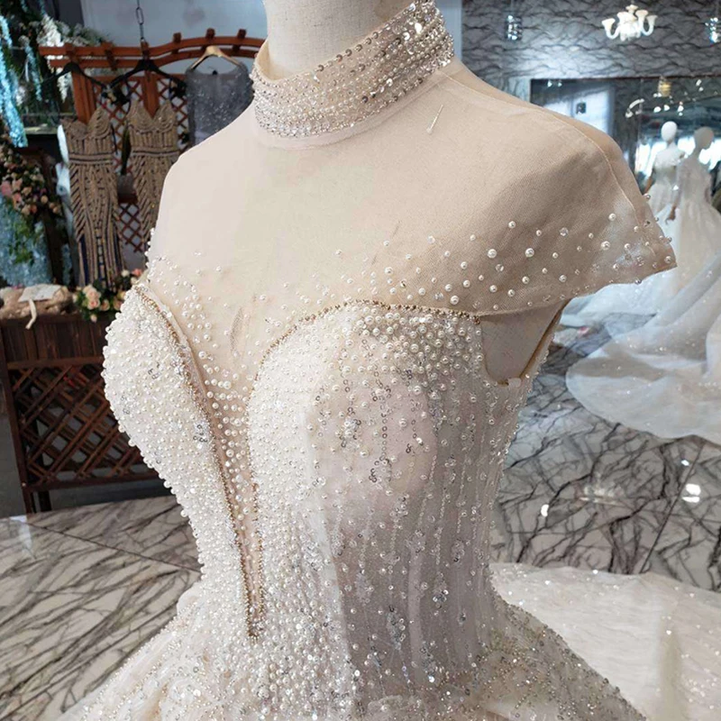 HTL254 свадебное платье с открытой спиной и рукавами-крылышками высоким воротом