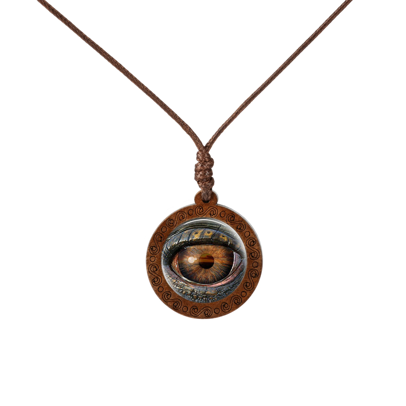 Волшебное 3D ожерелье стеклянный кабошон с изображением Глаз Дракона Деревянные