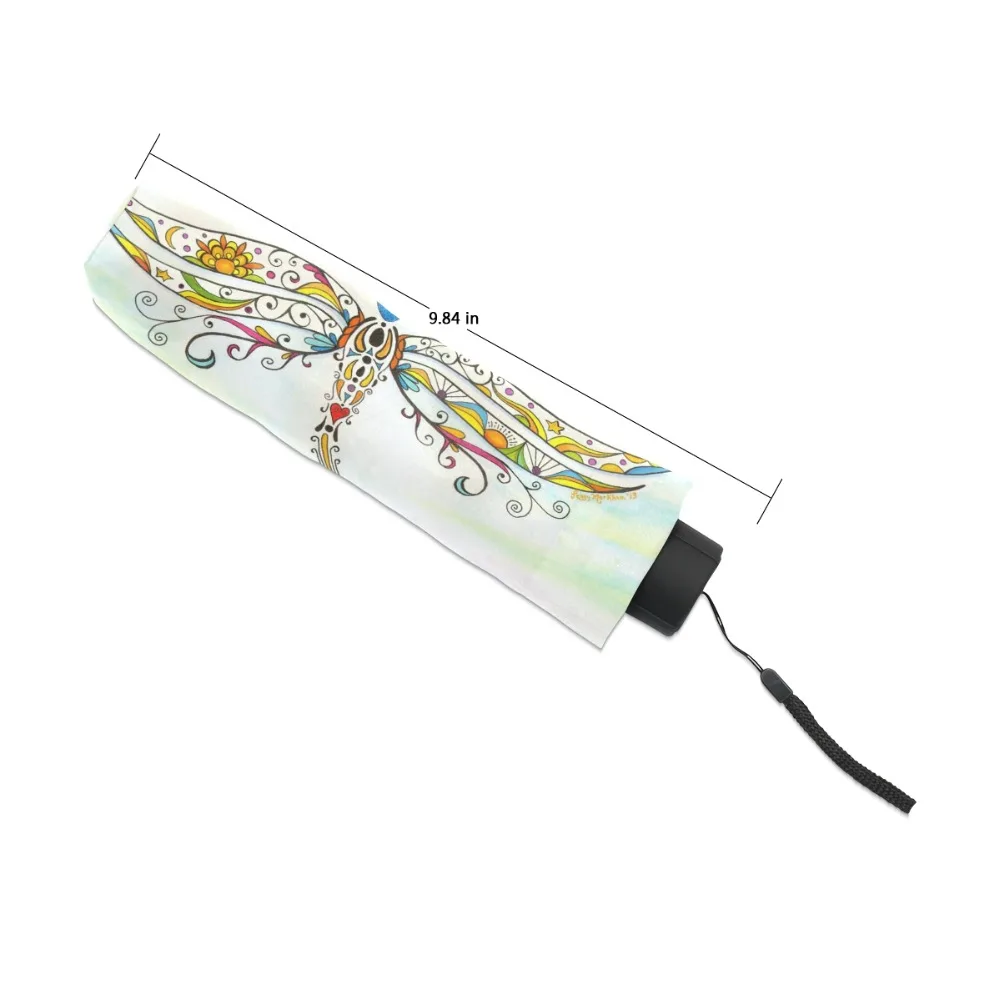 

Dragonfly Rain Umbrella Lady Three Folding Compact Windproof Yellow Umbrellas Portable Durable Children Umbrella