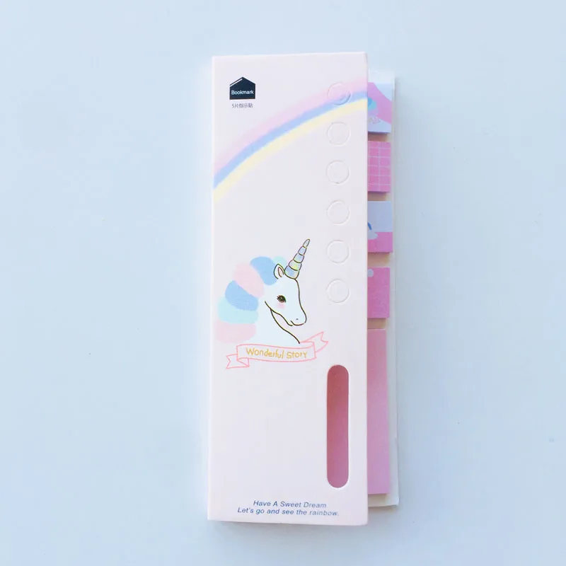 Kawaii мультяшный Радужный Единорог липкий блокнот для заметок дневник стационарные хлопья скрапбук декоративный милый N Times Sticky - Цвет: Розовый