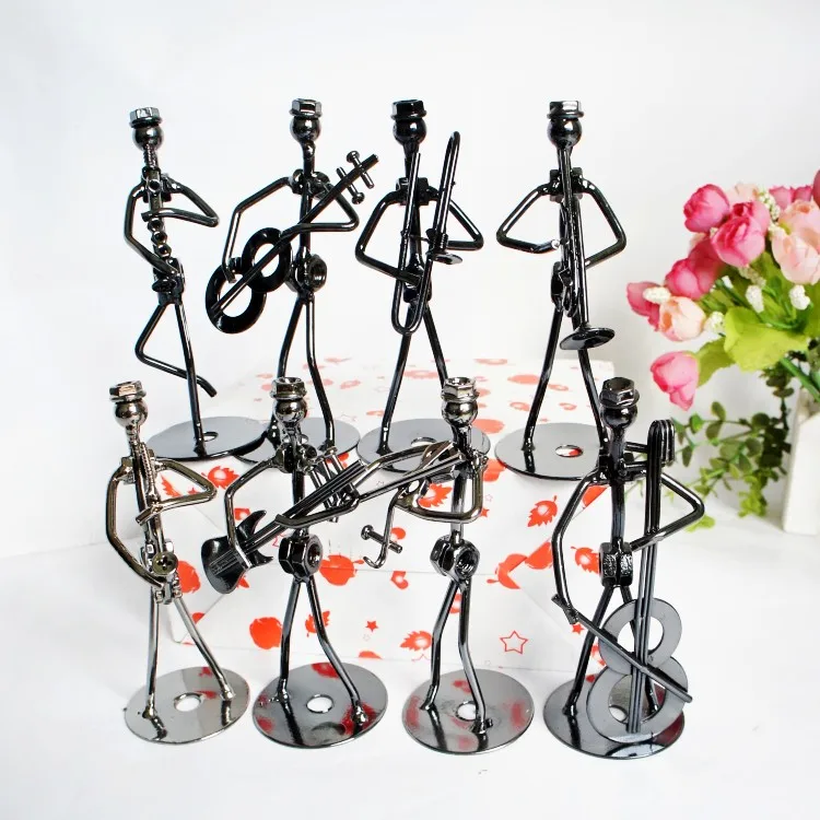 

Multi Styles Metal Musician Composition Small Iron Man Craft Ornaments Figurine Statue Cafe Counter Book Shelf Decor, one piece