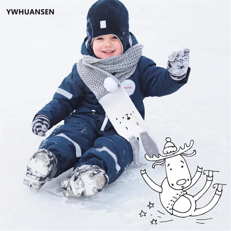 YWHUANSEN 9*110 см 2018 милый детский шарф с заячьими ушками вязаный зимний теплый мягкая