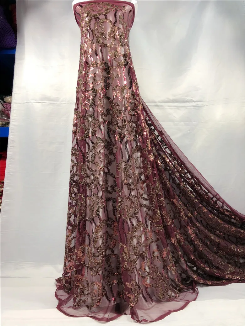 

5yard/lot rose flower embroidered tulle Fabric special sequins Embroidered lace fabric for evening dress JRB-7203