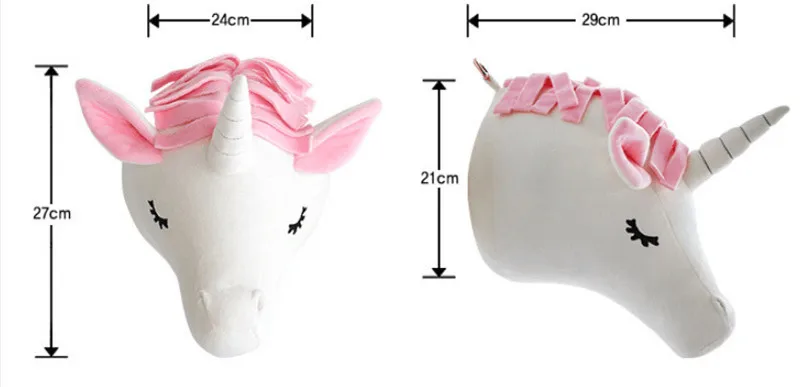 Pink Unicorn Милые 3D Животные Голова Единорога Настенное подвесное крепление для детской комнаты домашний декор для детского сада художественные настенные куклы реквизит для фотосессии в скандинавском стиле - Цвет: Pink Unicorn