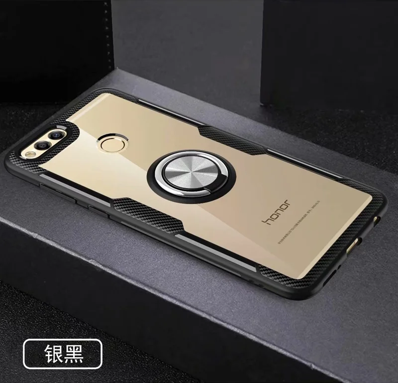 Case For Huawei Honor 7X Cover honor case Transparent finger ring Stand Magnet Soft 7 X kimTHmall | Мобильные телефоны и