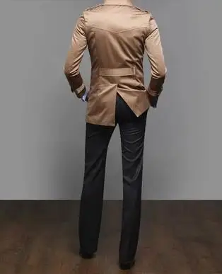 Тренчкот мужской двубортный Модная приталенная куртка в британском стиле цвет