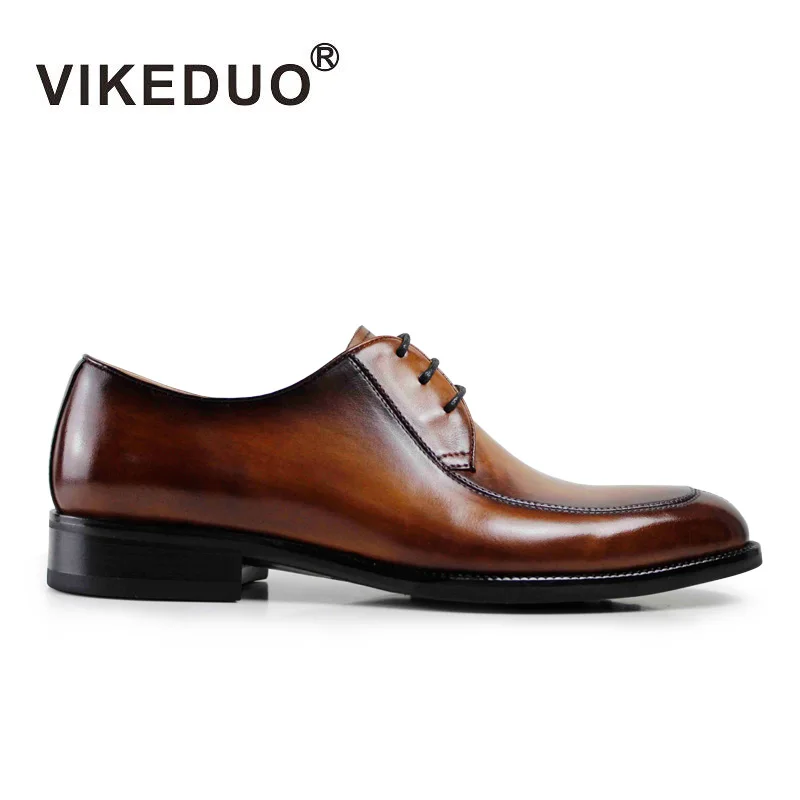 

Vikeduo 2021 Vintage Luxury Male Handmade Genuine Leather Shoes Fashion Design Wedding Party Dress Shoe Original Men Derby Shoes
