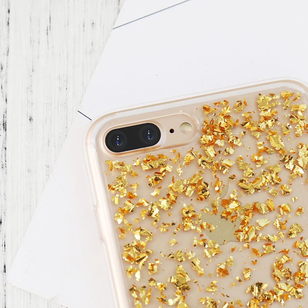 Чехол KISSCASE Bling Paillette для iPhone X 7 8 6 6S Plus 5 5S SE с золотыми блестками Мягкий чехол из ТПУ