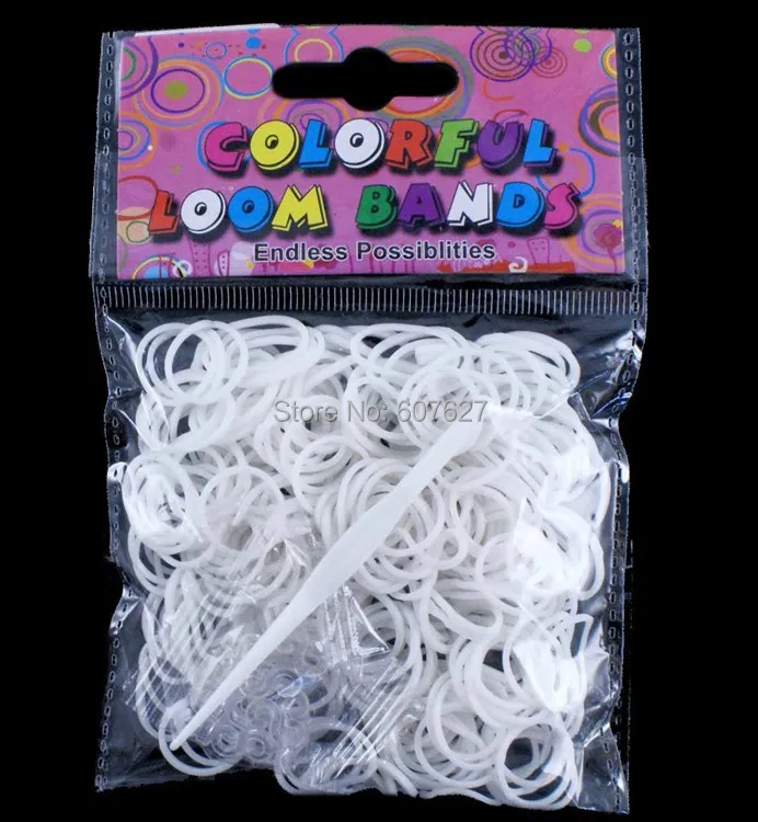 Hot Sell DIY Loom Rubber Bands Refills Magic Crazy Twistz Bandz (300 bands+ 21S-Clips+1 Hook/Pack) 12Packs/lot white | Украшения и