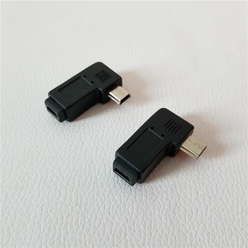 

10pcs/lot USB Mini B Male to Female Adapter 90 Degree Left Bending Converter Jack Plug Black for Cable DIY