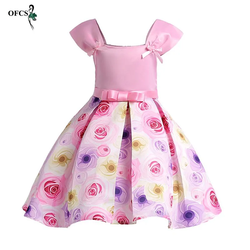 

Children's Clothes Flower Dress In Sashes For Wedding Party Girls Floral Print Dress First Communion Dresses Retail Size:100-150