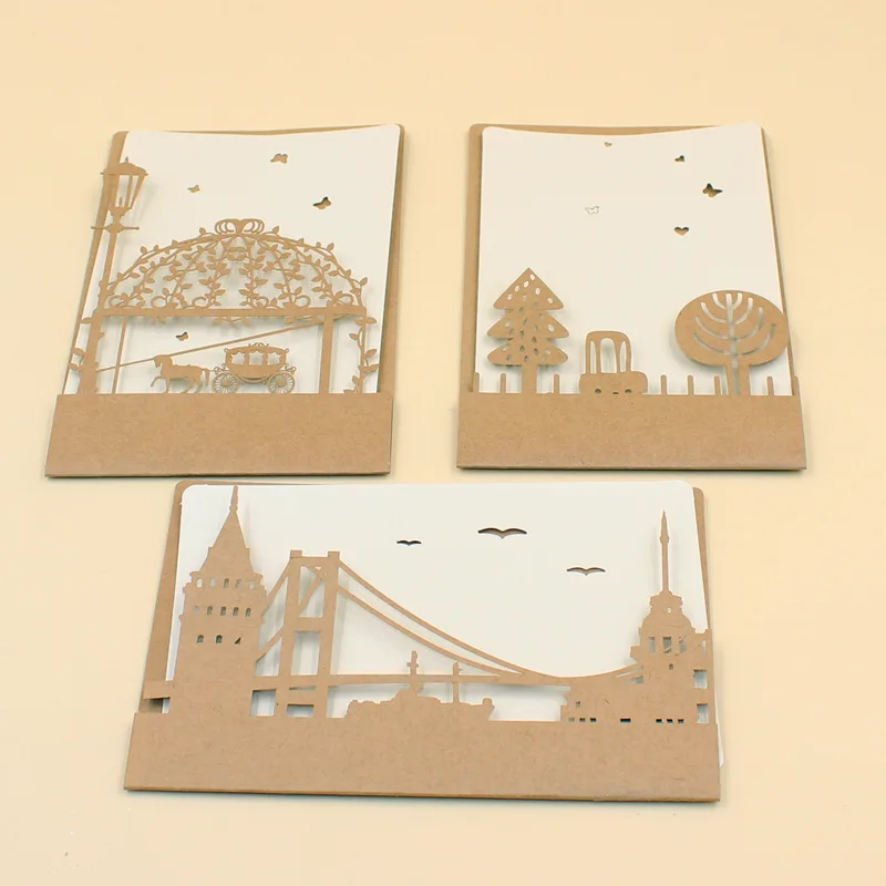 (12 шт./лот) новое поступление мультфильм открытки Винтаж полые ретро Kraft Бумага