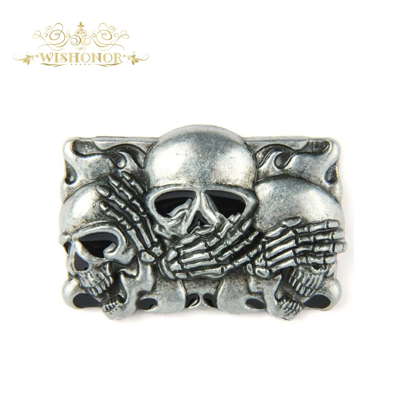 Wishonor 2017 казино три улыбающихся черепа Мужская пряжка ремня модная классические