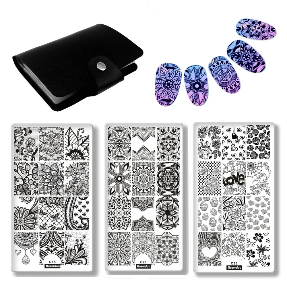 Кружевные цветы красота любовь ногтей штамповки пластины DIY пальцы шаблоны